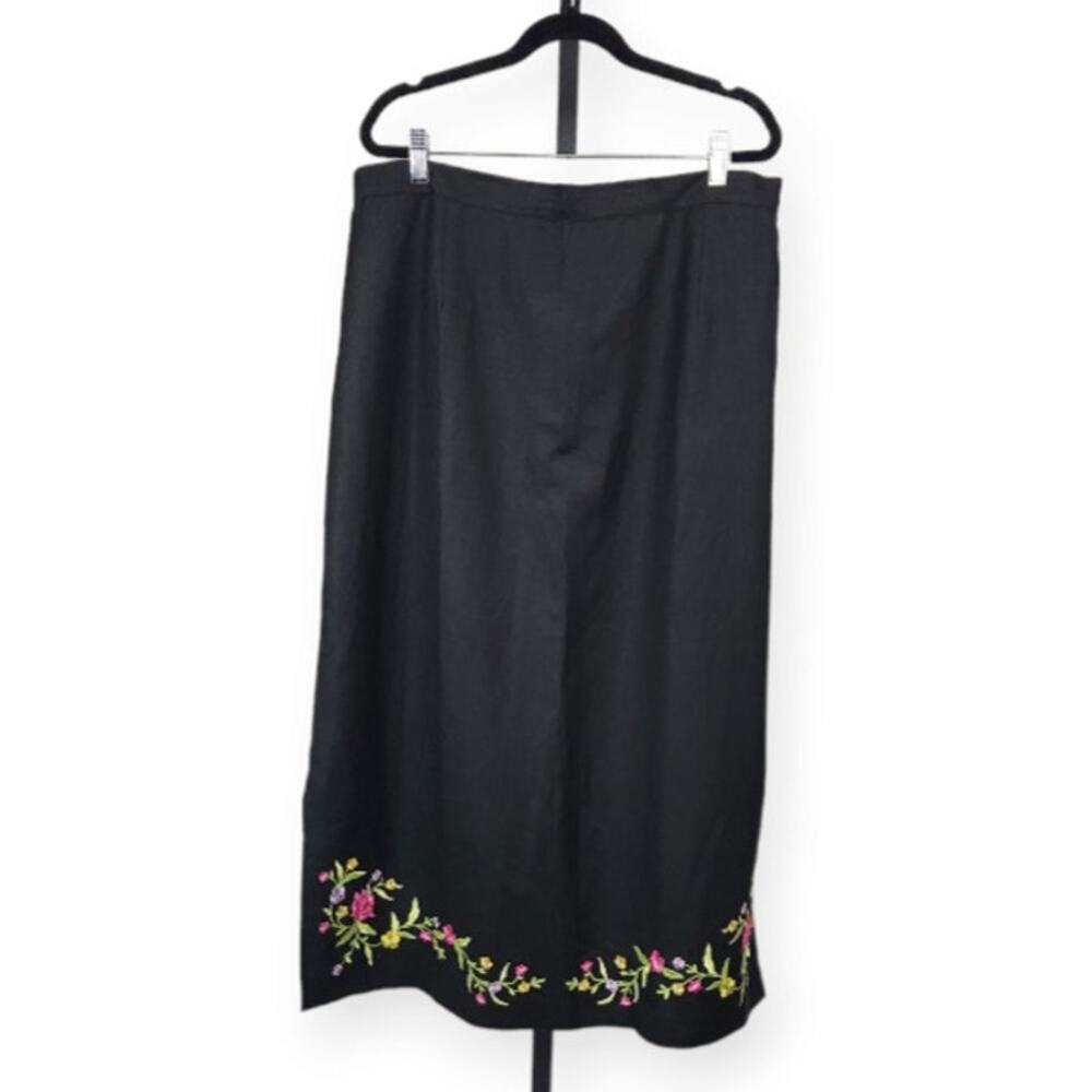 Jessica London Maxi Skirt Linen Blend Slits Floral Embroidery Size 20W NWOT - Picture 2 of 11